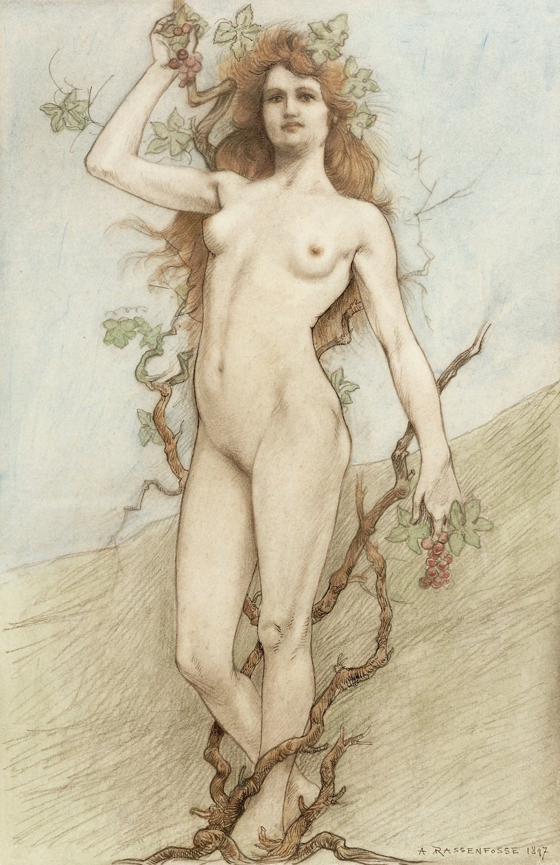 Nudo femminile con uva da Armand Rassenfosse