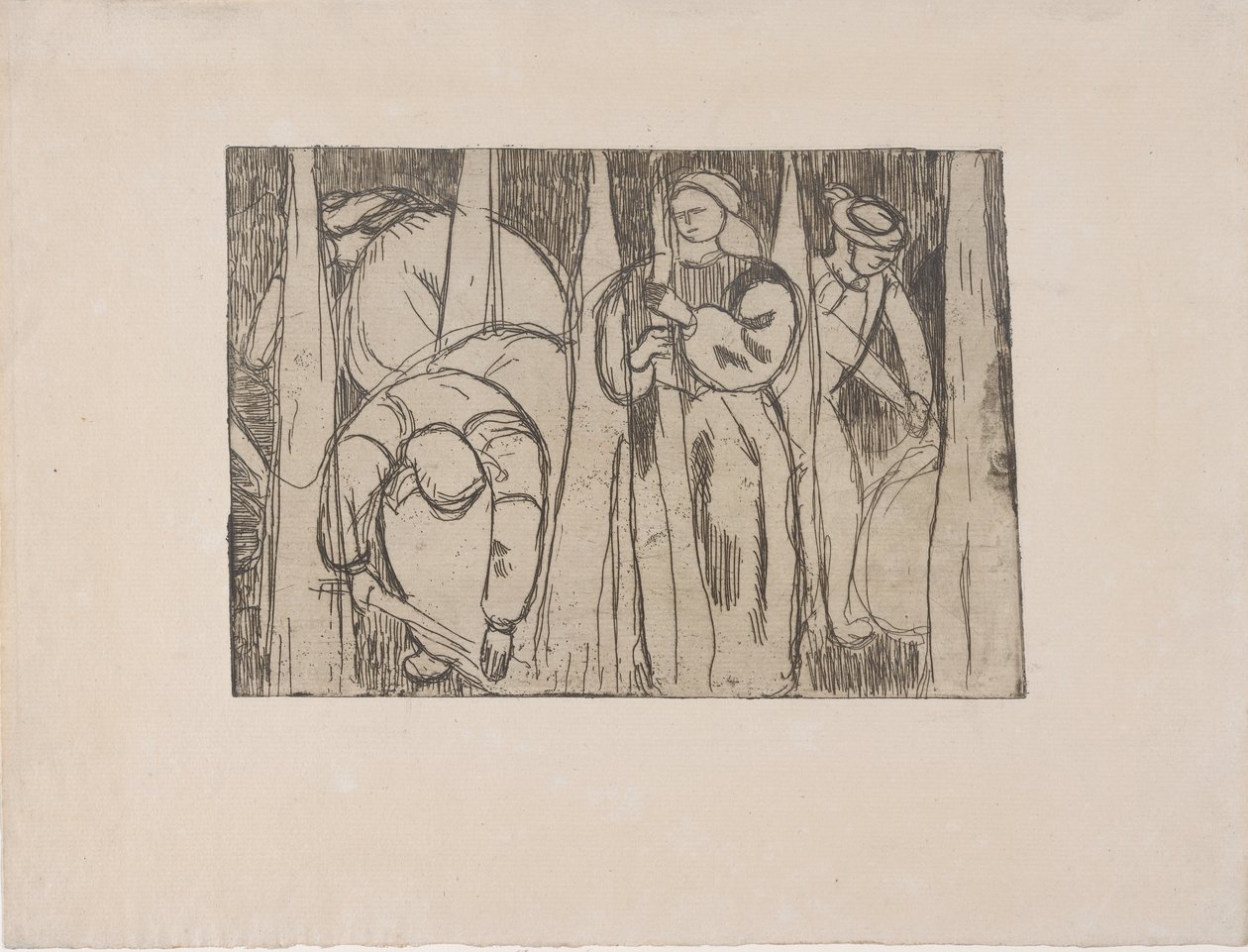 Les Rouisseuses (Le raccoglitrici di lino) 1893 (incisione) da Armand Séguin