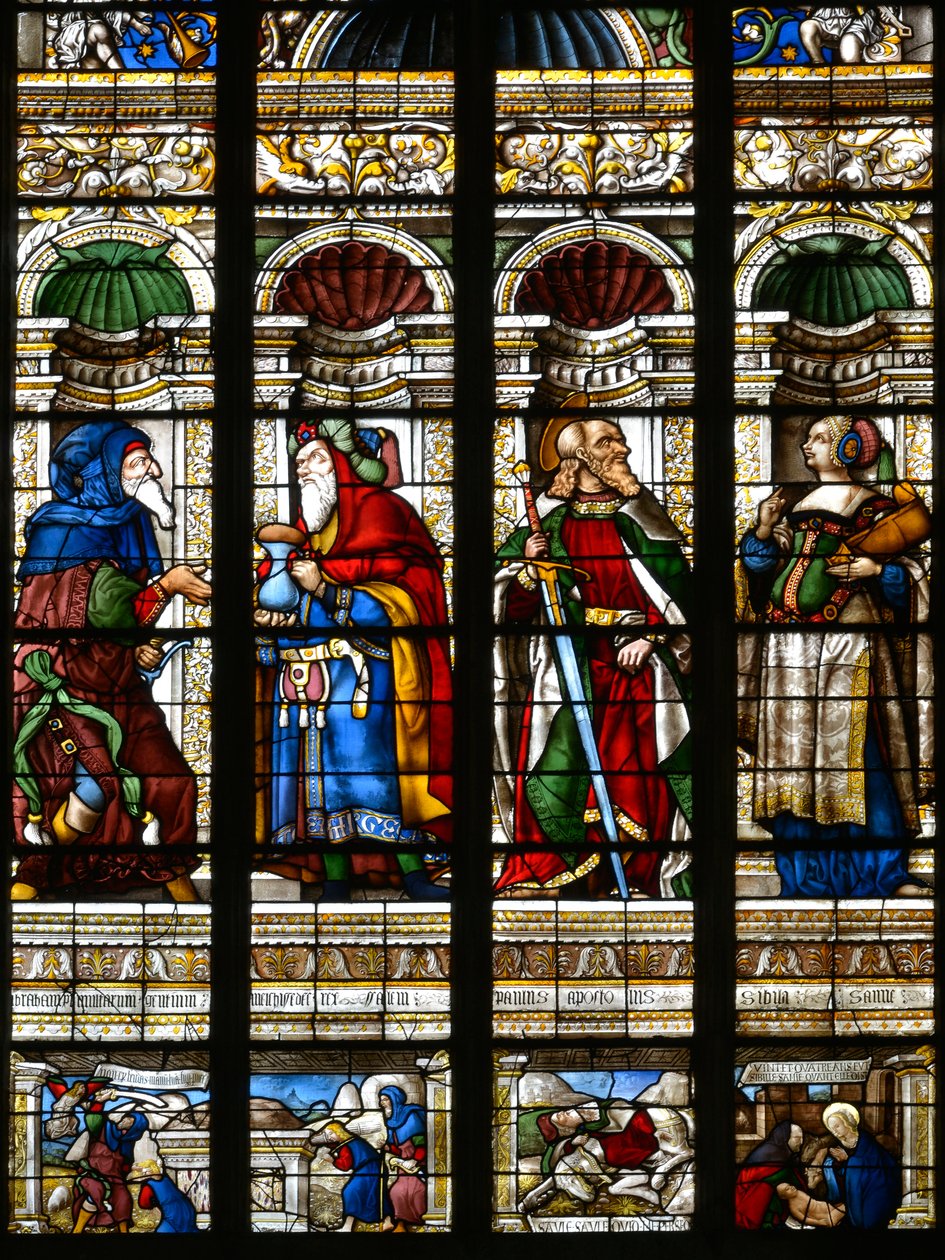 Abramo, Melchisedec, San Paolo e la Sibilla di Samo - Vetrata nella cappella di San Giacomo, Arnaud de Moles (1470-1520) completata nel 1513 - Cattedrale Sainte Marie d