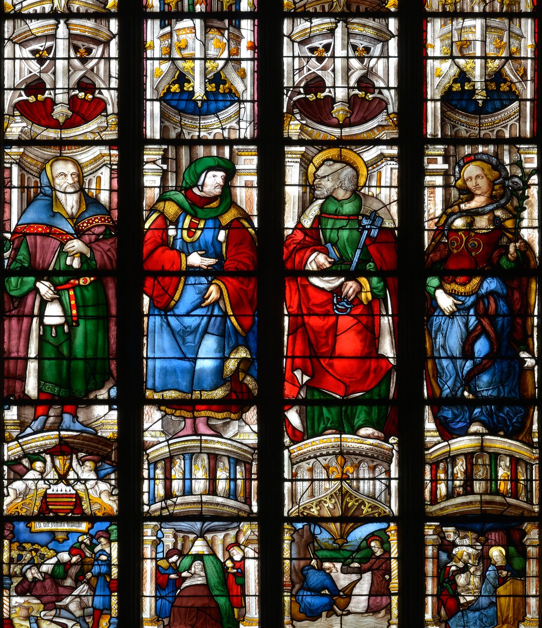 Noè, Ezechiele, San Pietro, la Sibilla Eritrea - Vetrata nella cappella del Sacro Cuore di Maria, di Arnaud de Moles (1470-1520) completata nel 1513 - Cattedrale Sainte Marie d