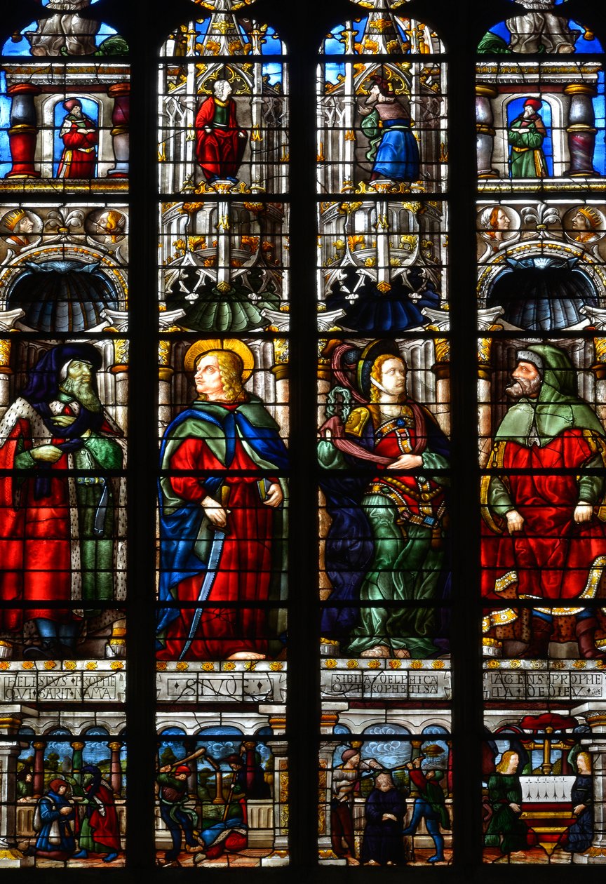 San Mattia, Esdra, il profeta Abacuc e la Sibilla Tiburtina - Vetrata della Cappella della Passione, di Arnaud de Moles (1470-1520) completata nel 1513 - Cattedrale Sainte Marie d
