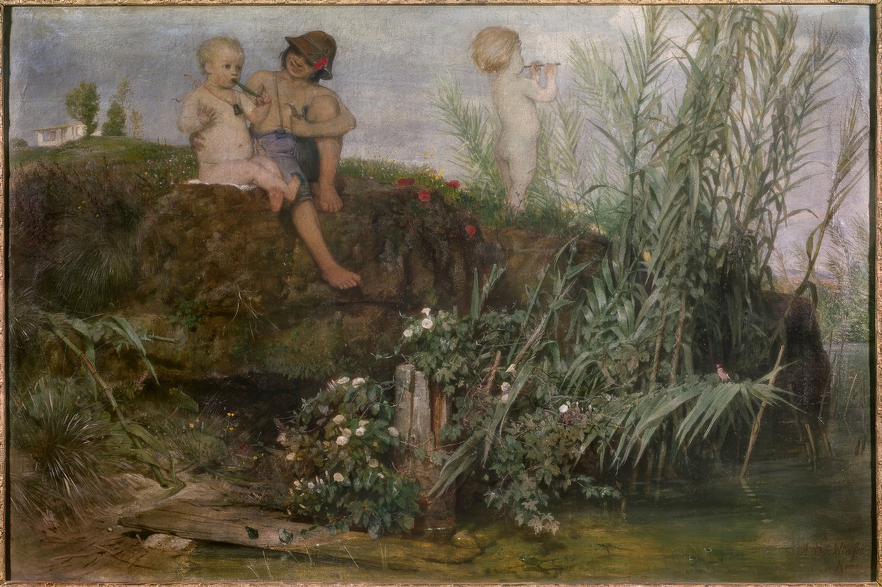 Bambini che intagliano pipe di maggio da Arnold Böcklin