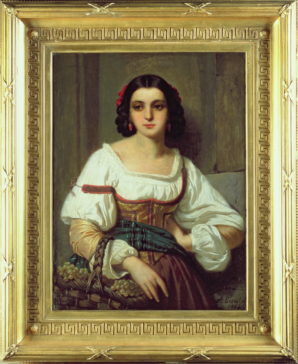 Donna italiana con cesto di uva, 1862 da Arnold Ferdinand Ewald