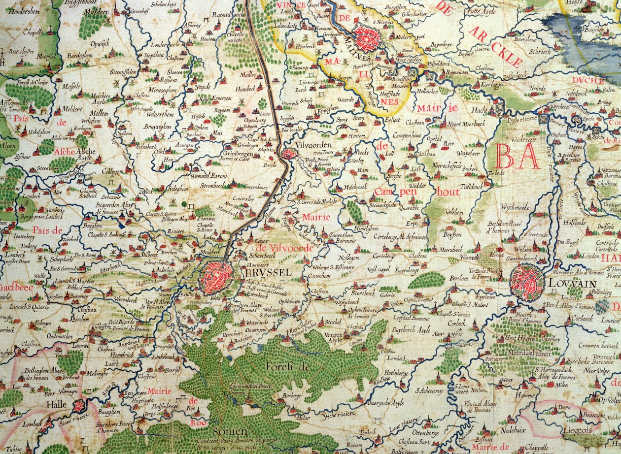 Mappa del Belgio al tempo della Guerra dei Trent