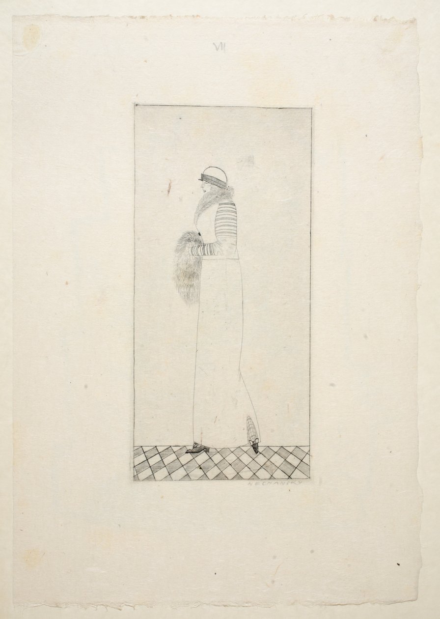 Design per un abito da giorno, Tavola 7, Libro 1, illustrazione da Wiener Werkstatte Mode 1914-1915, pub. Eduard Kosmack, Vienna da Arnold Nechansky