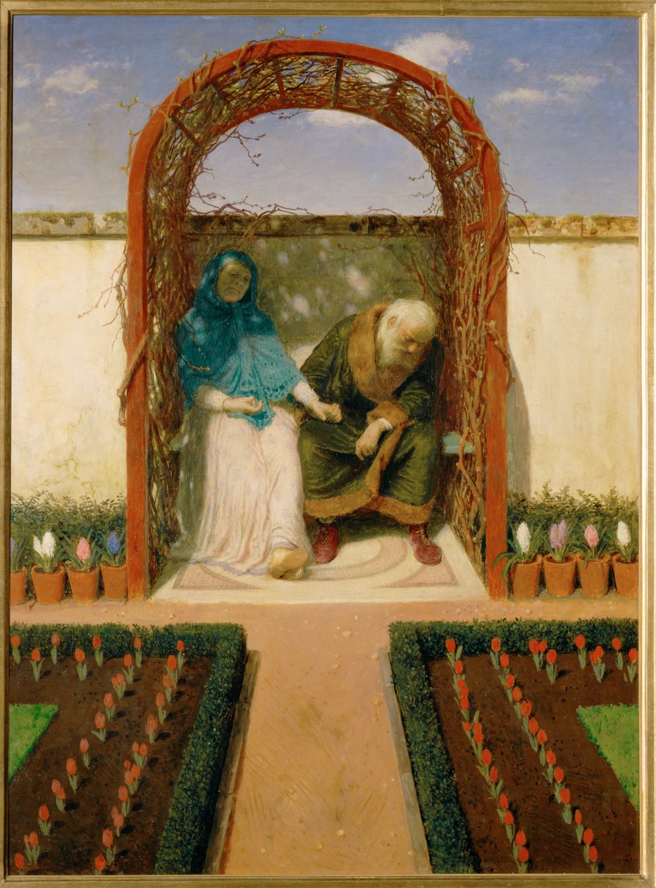 In der Gartenlaube - Nel pergolato... (dipinto su tela) da Arnold Böcklin
