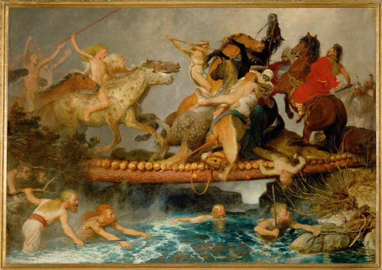 Kampf auf einer Bruecke - La lotta sul ponte ... (dipinto su tela) da Arnold Böcklin