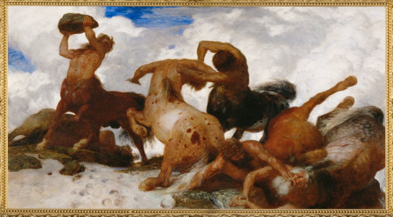 Kentaurenkampf - Un combattimento di centauri ... (dipinto su tela) da Arnold Böcklin