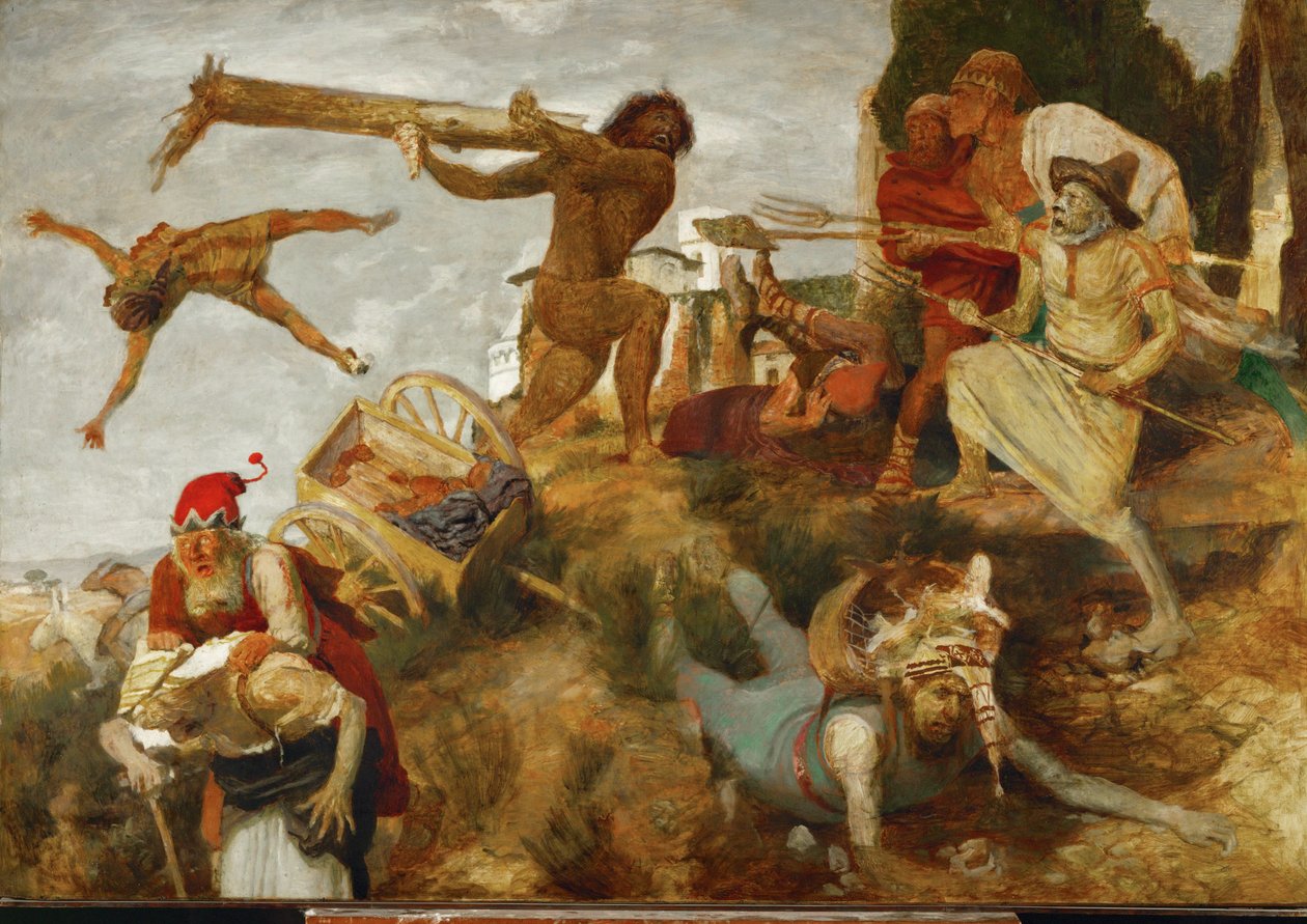 La battaglia di Orlando contro i briganti ... da Arnold Böcklin