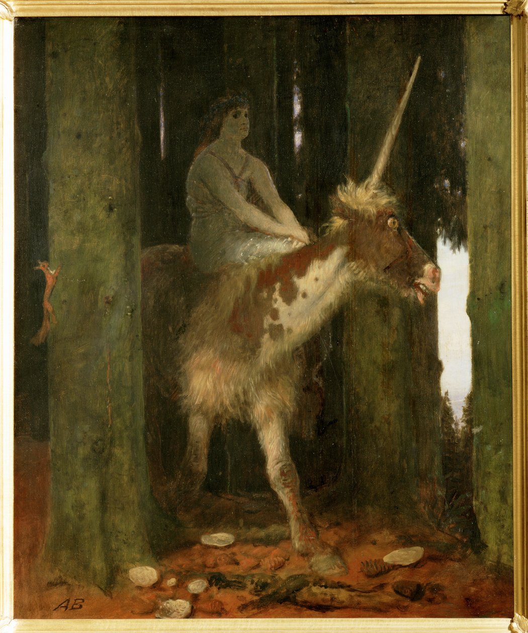 Waldesstille - Il silenzio del bosco. ... (pittura su legno) da Arnold Böcklin
