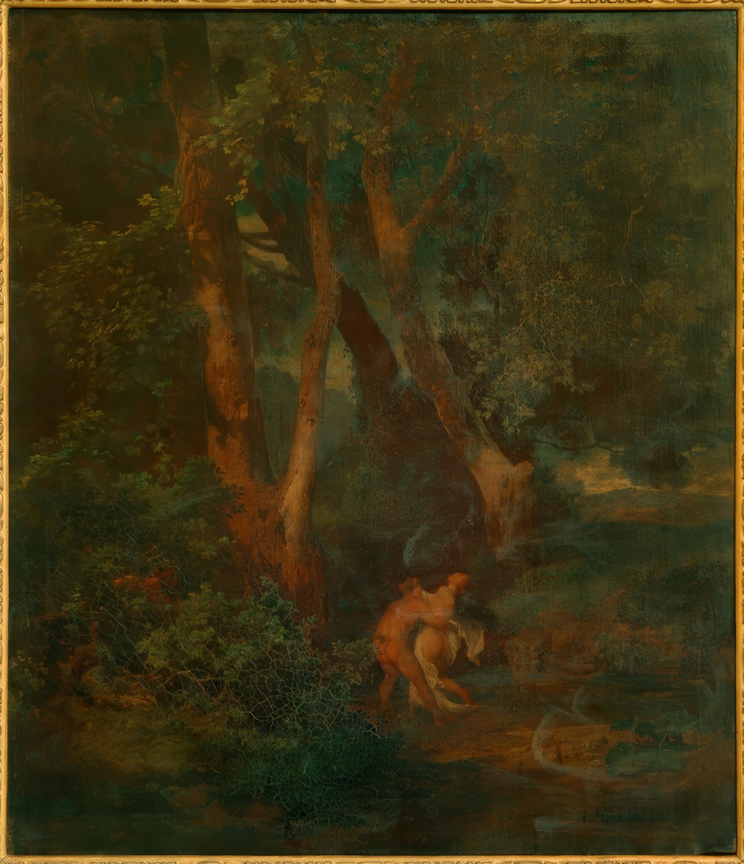 Bordo del bosco con fauno e ninfa da Arnold Böcklin