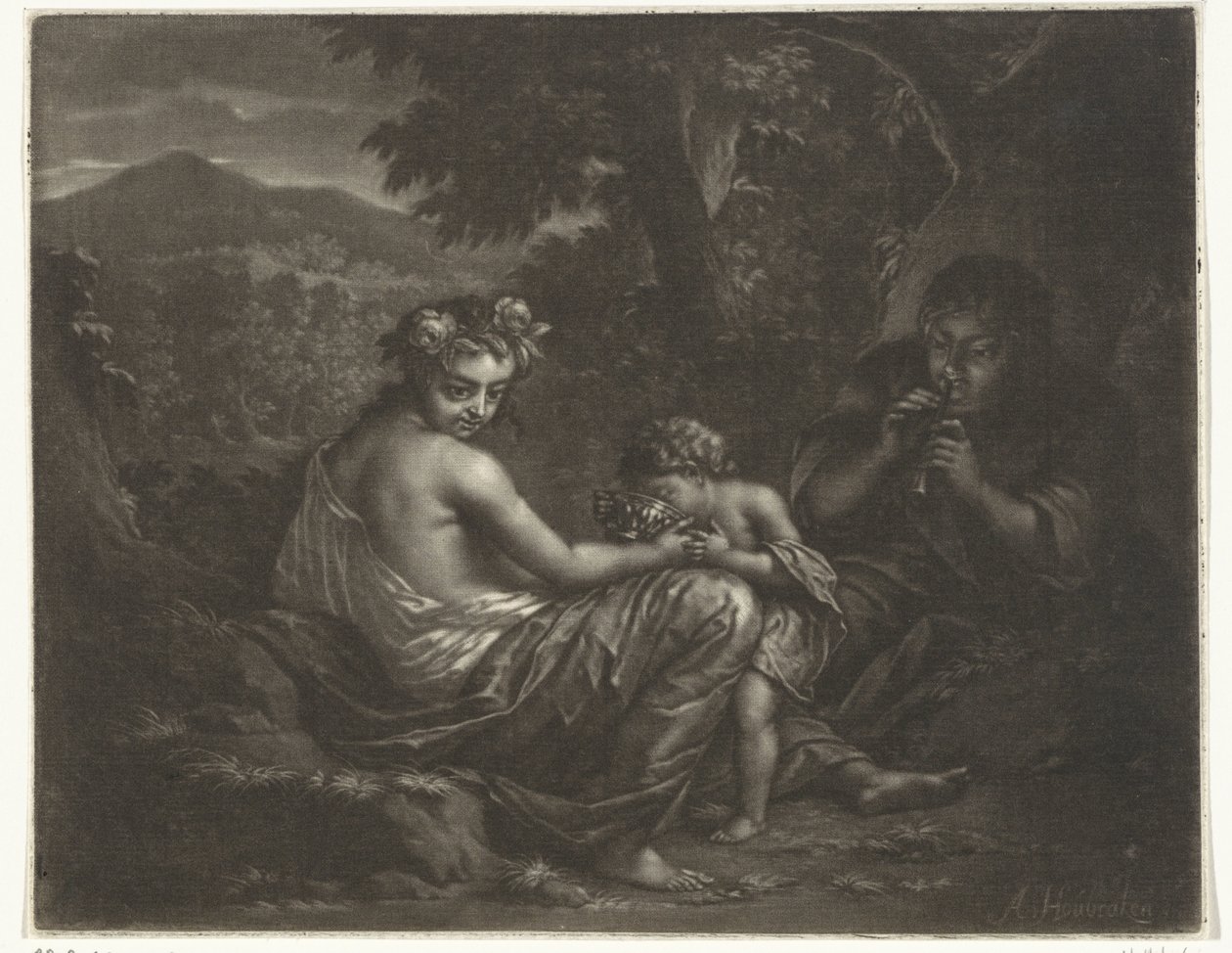 Pastorella e pastore con il loro bambino da Arnold Houbraken