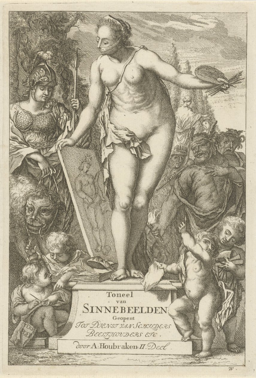Personificazione della pittura su un piedistallo da Arnold Houbraken