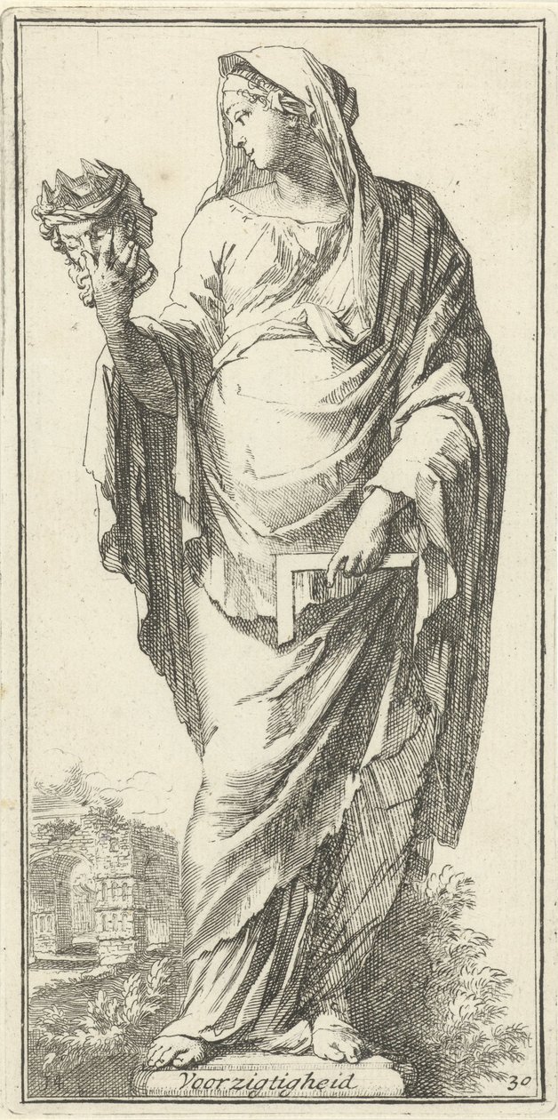 Personificazione della prudenza Prudenza Quarantuno pezzi, vari simboli (serie) da Arnold Houbraken