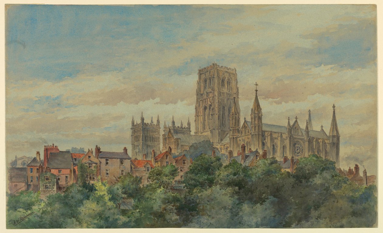 Disegno, Veduta della cattedrale di Durham, 1883 da Arnold William Brunner