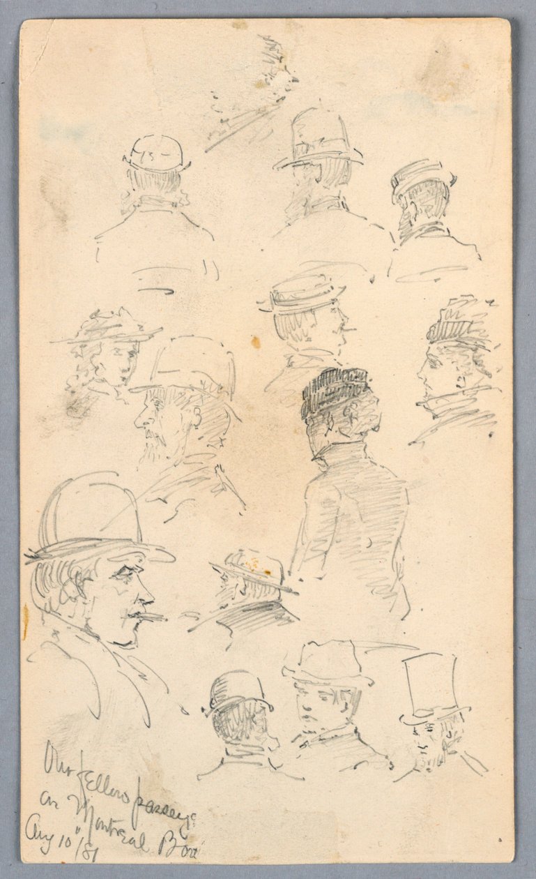 Schizzi di persone su una barca a Montreal da Arnold William Brunner