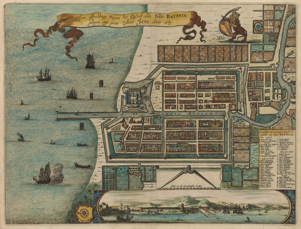 Waere affbeeldinge Wegens het Casteel ende Stadt BATAVIA gelegen opt groot Eylant JAVA Anno 1669 da Arnoldus Montanus