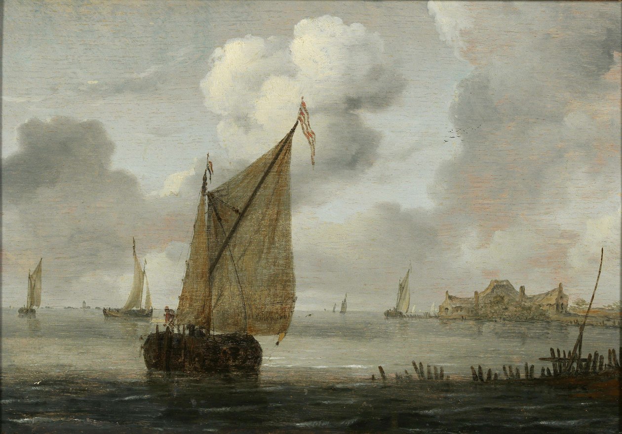 Barche a vela vicino alla costa da Arnoldus van Anthonissen