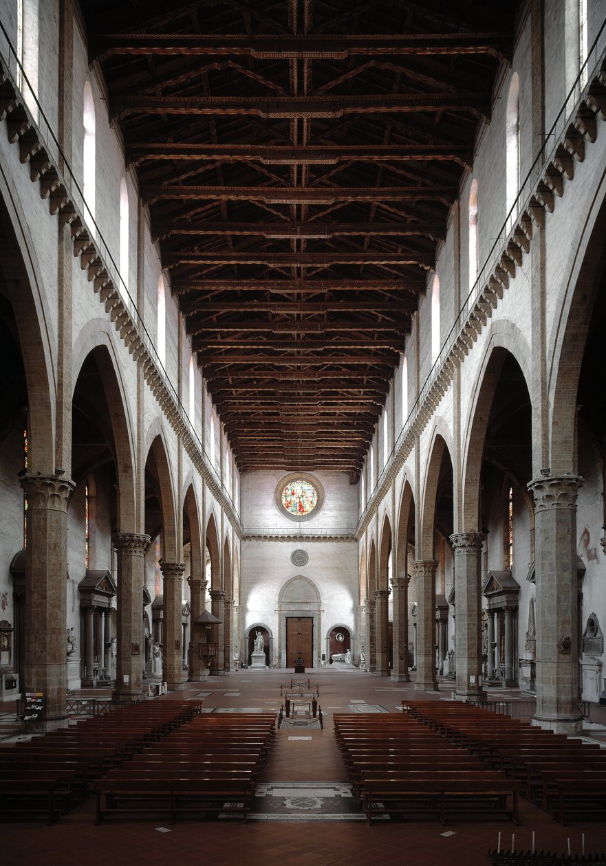 Rinascimento: vista interna della Basilica di Santa Croce progettata da Arnolfo di Cambio (1245-1302/1310) 1294 Basilica di Santa Croce, Firenze, Italia da Arnolfo di Cambio