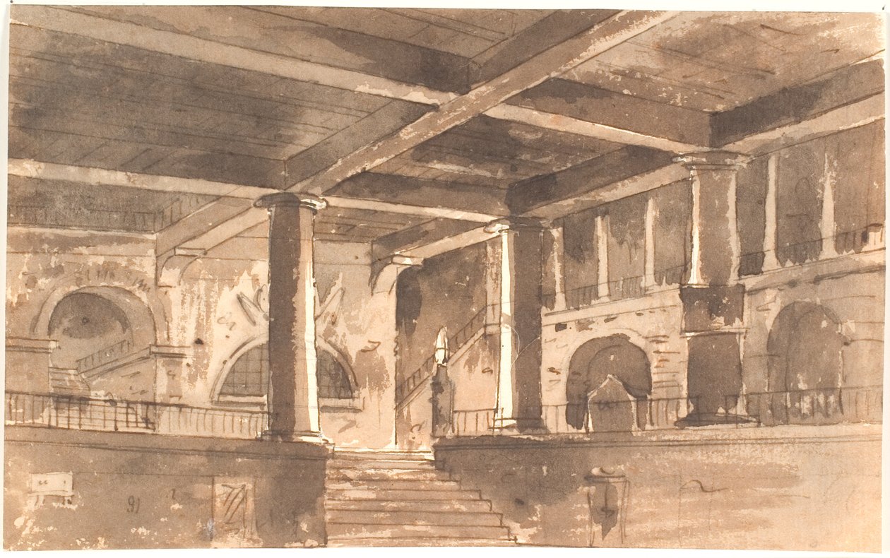 Atrio con scala, colonne e volte da Aron Wallick