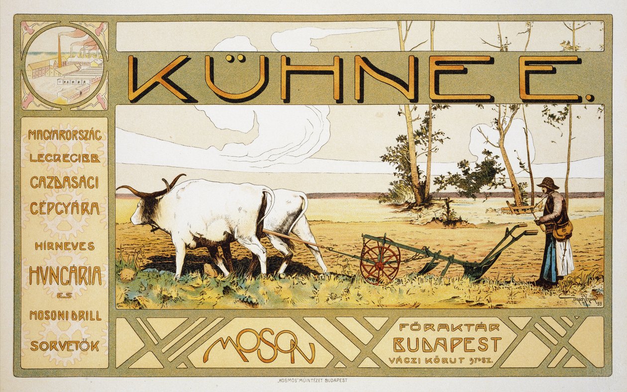 Riproduzione di un poster pubblicitario dei Produttori Agricoli Kuhnee, 1899 da Arpad Basch
