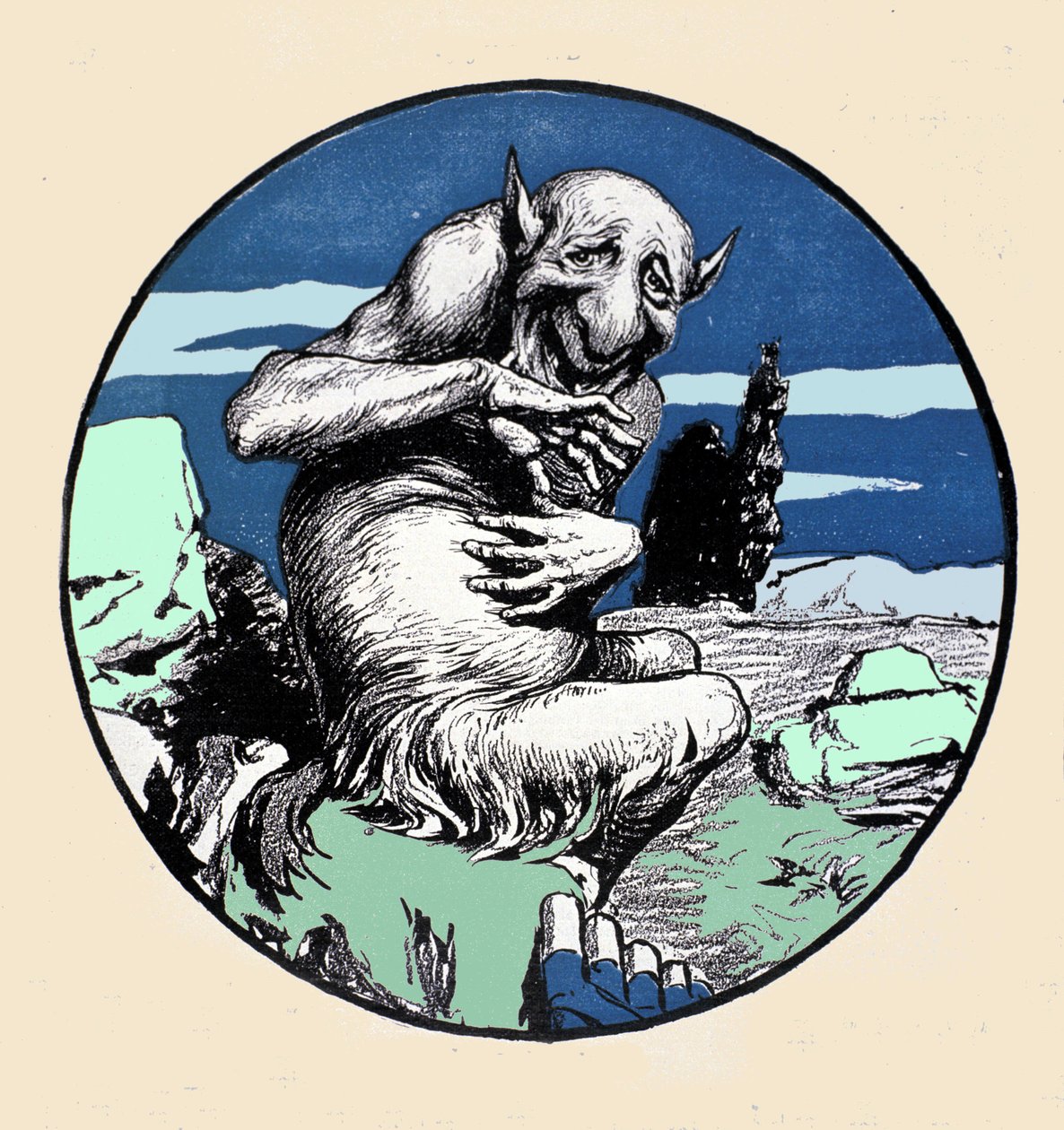 Il dio Pan, metà capra metà uomo. Illustrazione di Arpad Schmidhammer per Jugend da Arpad Schmidhammer