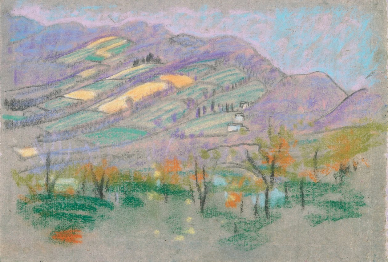 Paesaggio con montagne viola dal libro di A.B. Davies, edizione -50, 50 da Arthur Bowen Davies