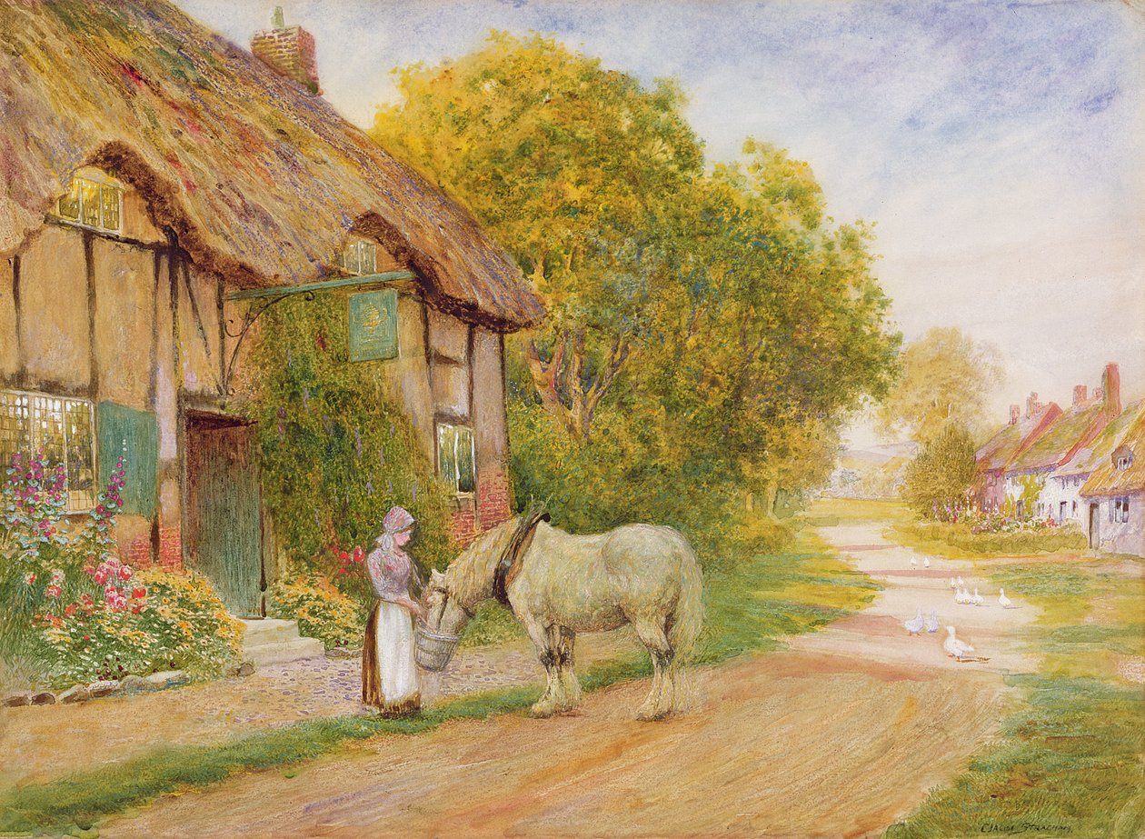 Fuori dalla locanda del villaggio da Arthur Claude Strachan