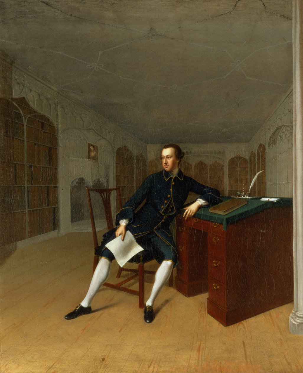 Sir Roger Newdigate nella biblioteca di Arbury da Arthur Devis