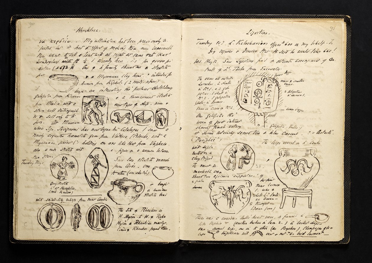 Pagina dal diario di viaggio, durante una visita a Creta, 1896 da Arthur John Evans