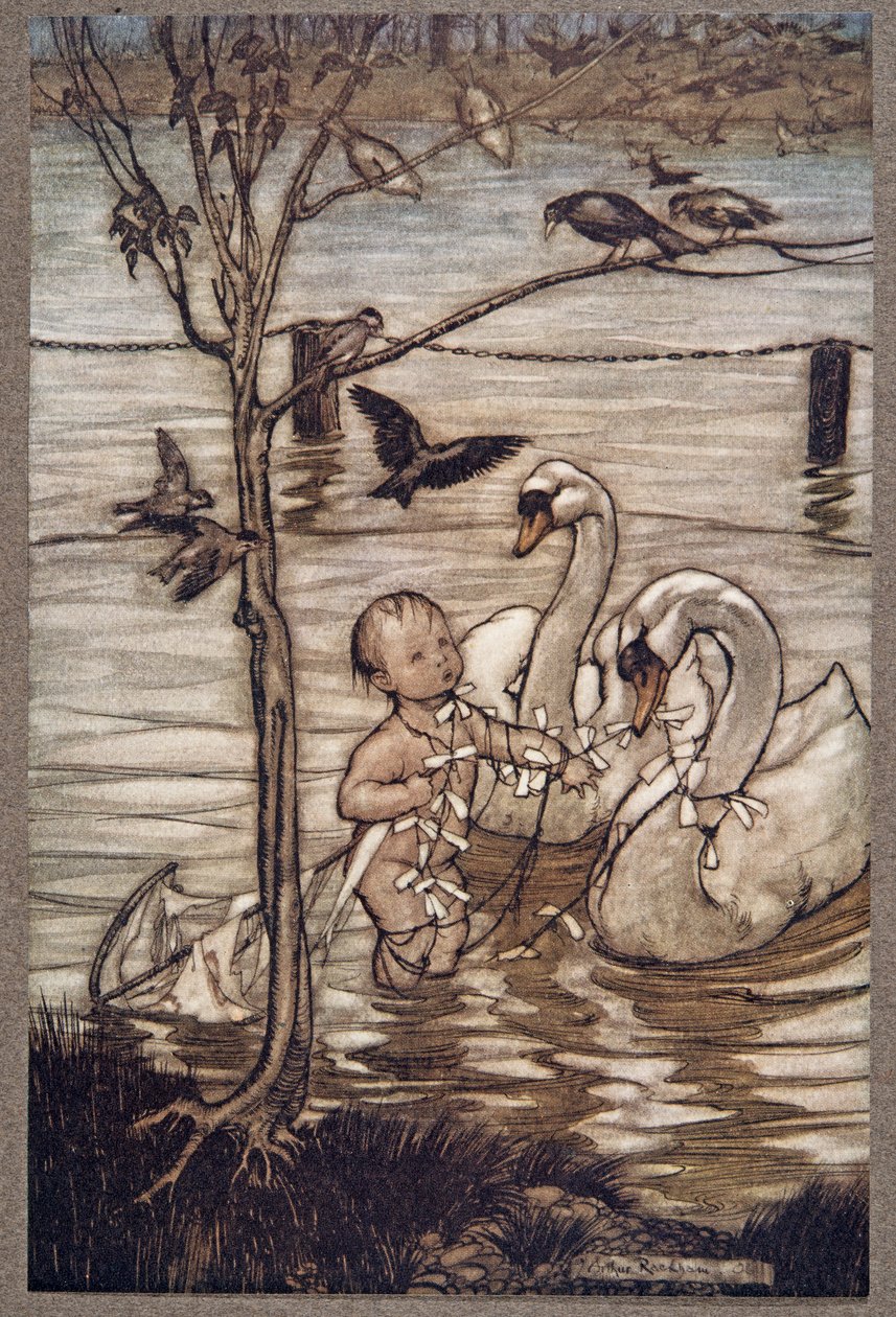 Dopo questo gli uccelli dissero che non lo avrebbero più aiutato nelle sue folli imprese, da Peter Pan nei Giardini di Kensington di J M Barrie (1860 - 1937), pub. 1906 da Arthur Rackham