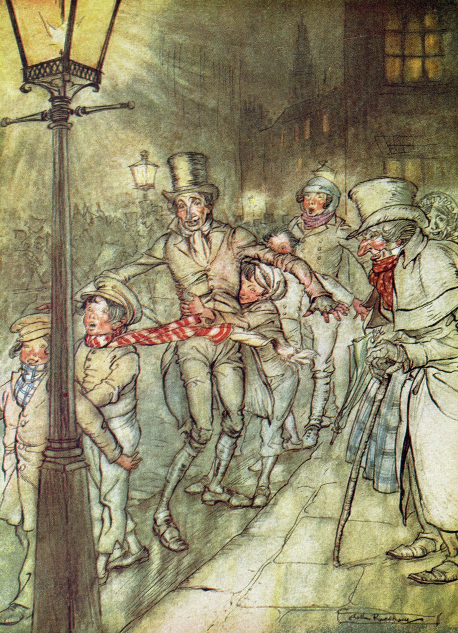 Bob Cratchit scivolò giù per una discesa a Cornhill, da 