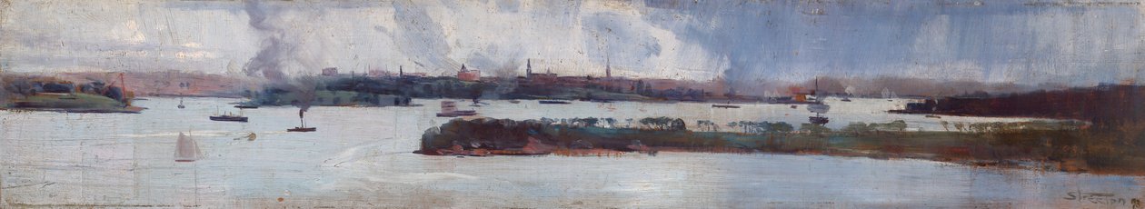 Pioggia sul porto di Sydney da Arthur Streeton