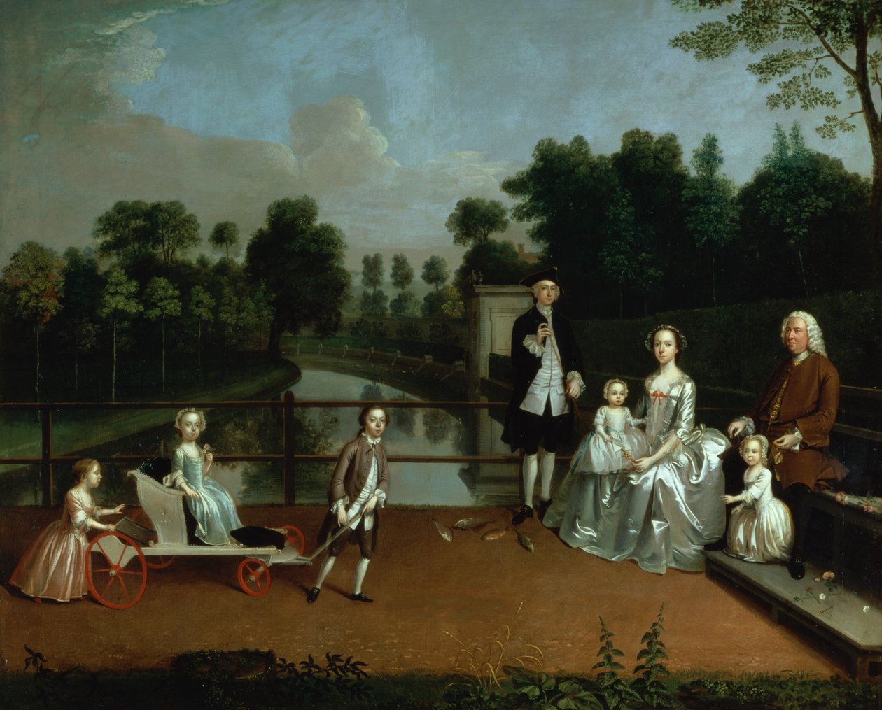 Un gruppo familiare su una terrazza in un giardino, 1749 da Arthur Devis