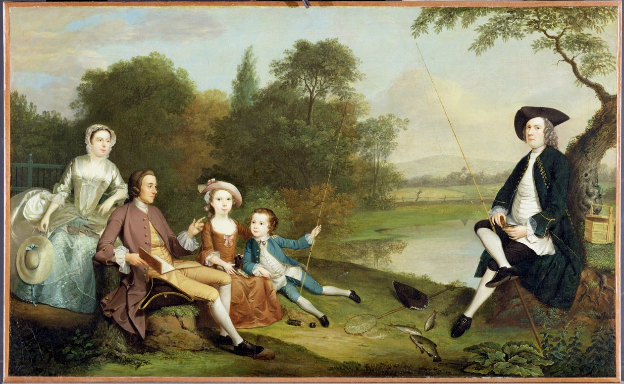 Ritratto di una famiglia, tradizionalmente conosciuta come la famiglia Swaine di Fencroft, Cambridgeshire, 1749 da Arthur Devis