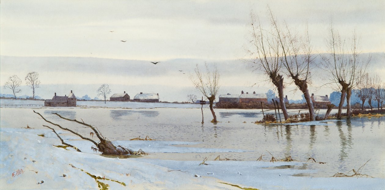 Paesaggio invernale con fiume in piena (1889) da Arthur Anderson Fraser