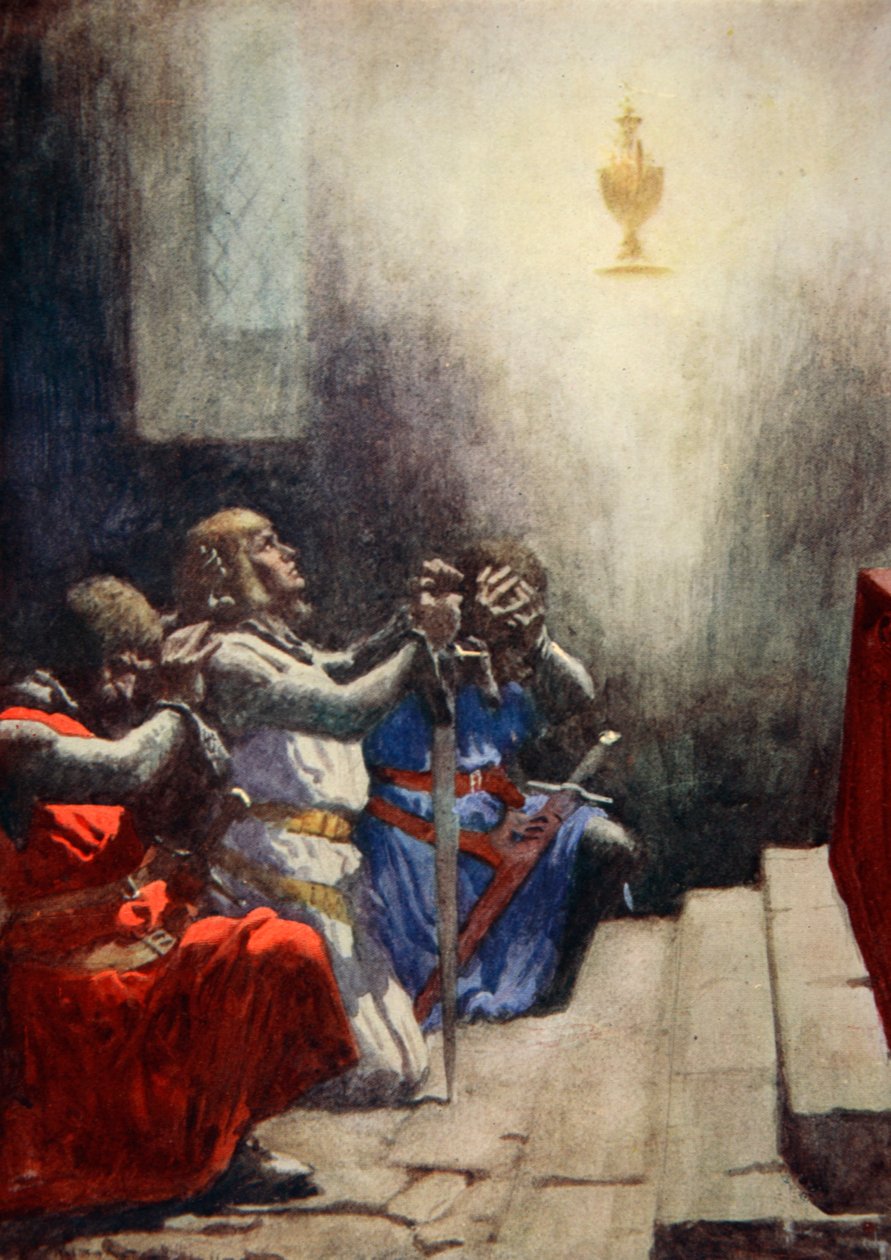 Solo Galahad poteva vedere la perfetta bellezza del Santo Graal, c.1925 da Arthur C. (after) Michael
