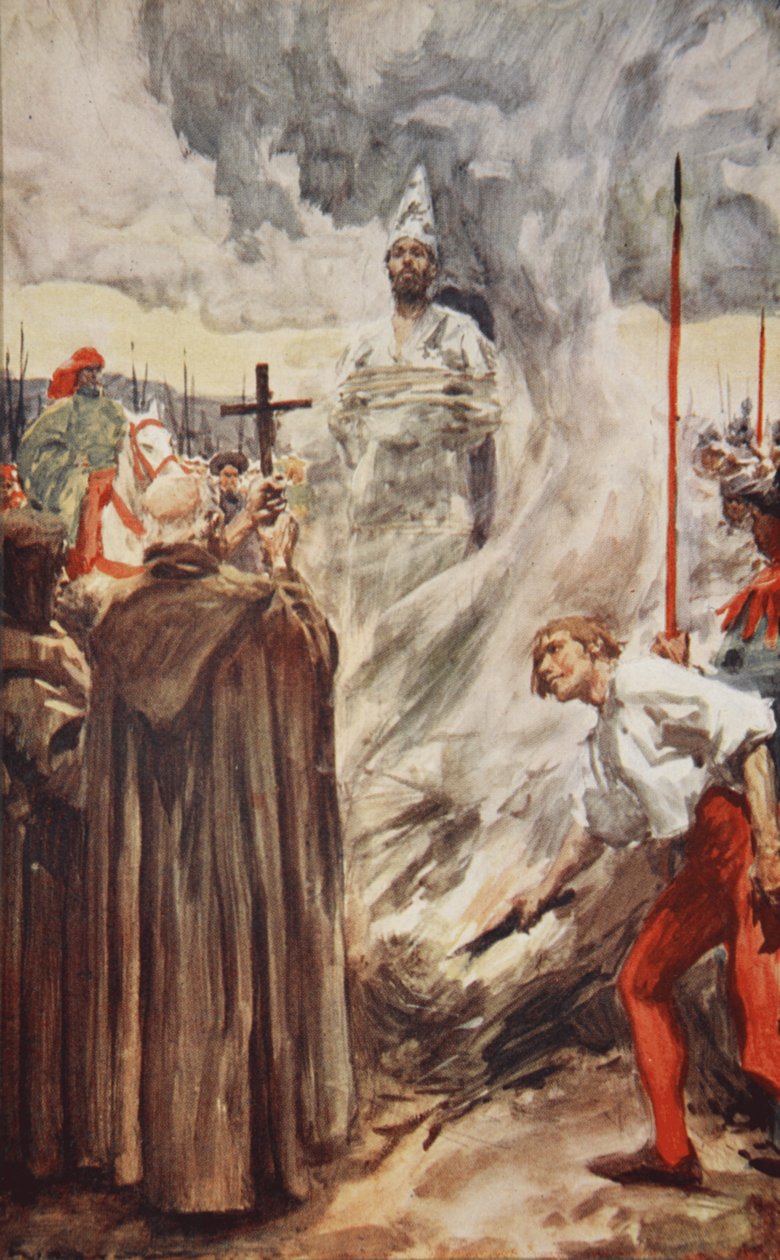 Il rogo di John Huss il 6 luglio 1415, illustrazione da 
