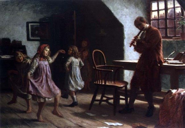 Bambini che ballano davanti a Oliver Goldsmith da Arthur Claude Cooke