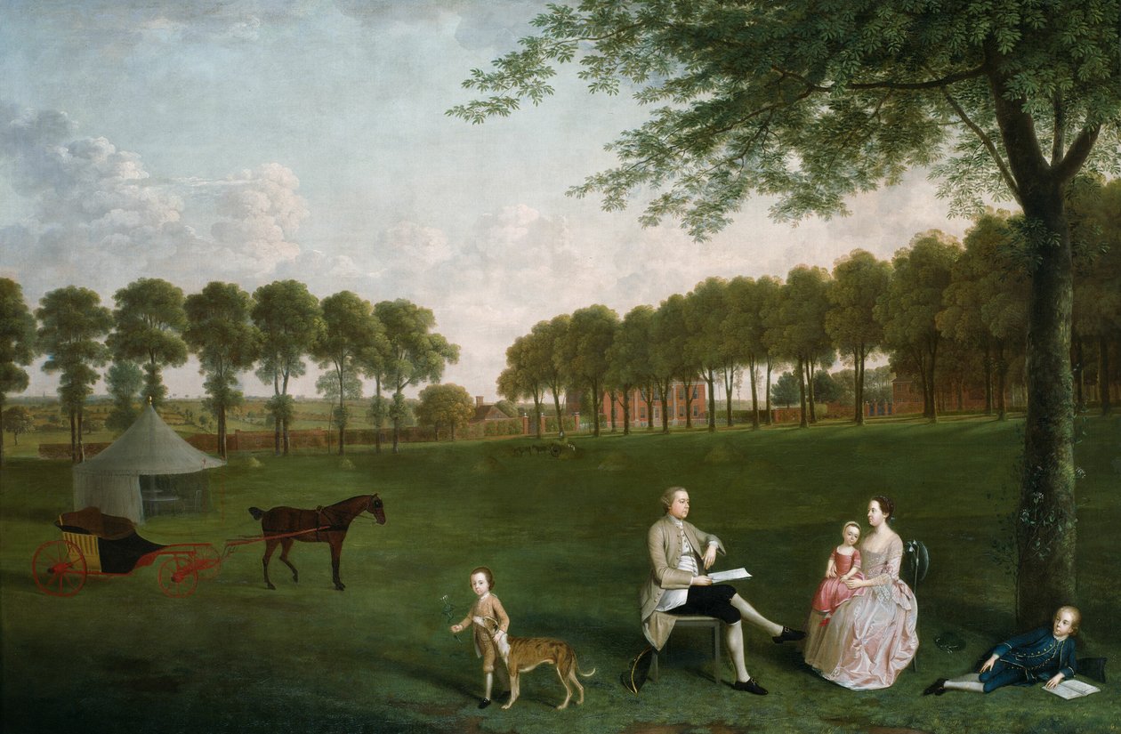 Sir John Shaw e la sua famiglia nel parco di Eltham Lodge, Kent da Arthur Devis