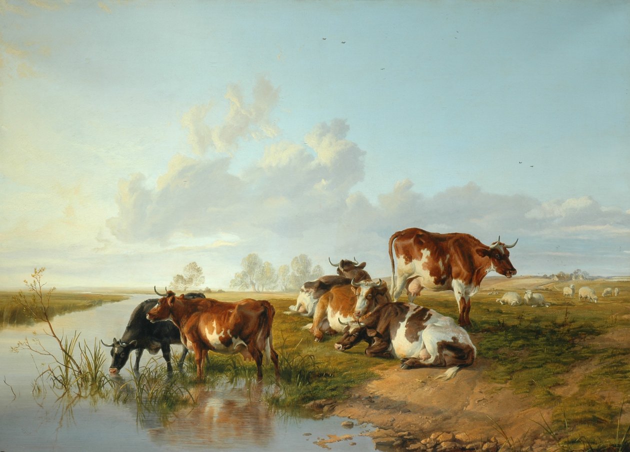 Paesaggio con bestiame vicino a Wool, Dorset da Arthur Douglas Peppercorn