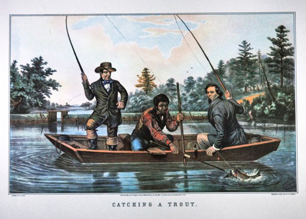 Catturare una trota, pubblicato da N. Currier da Arthur Fitzwilliam (after) Tait