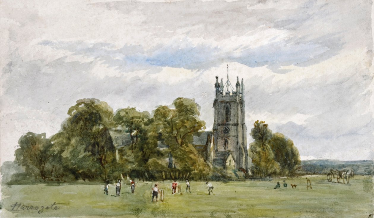 Cricket sullo Stray, davanti alla Christ Church, High Harrogate da Arthur J. Stark