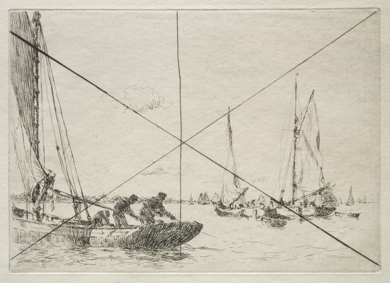 Dragaggio di ostriche, West Mersea da Arthur John Trevor Briscoe