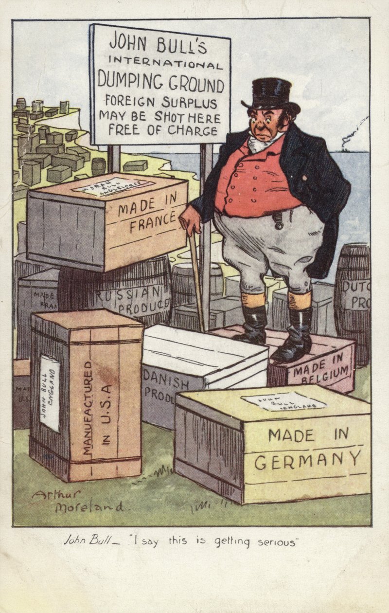 La discarica internazionale di John Bull (litografia a colori) da Arthur Moreland