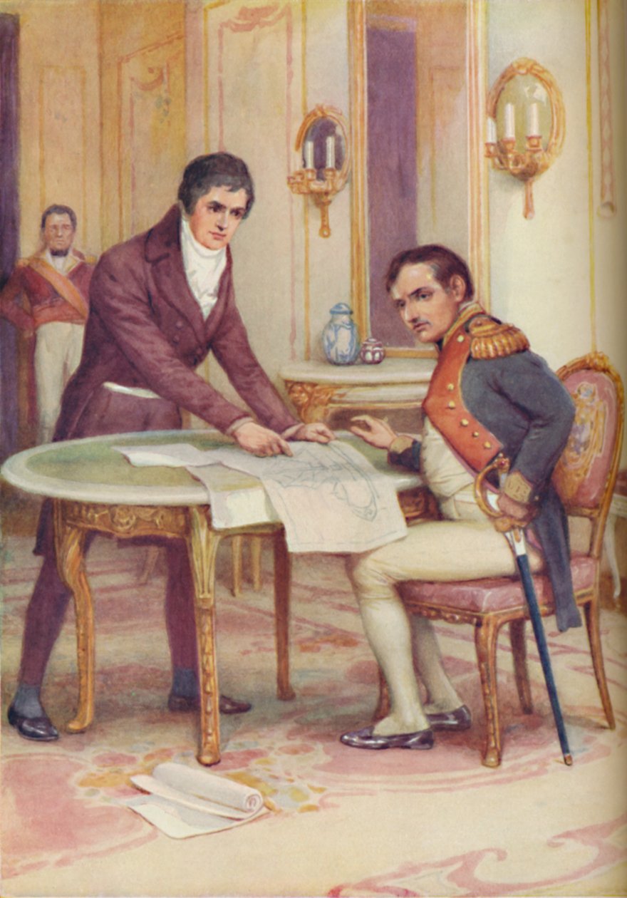 Fulton spiega il suo sottomarino a Napoleone, c1925 da Arthur Percy Dixon