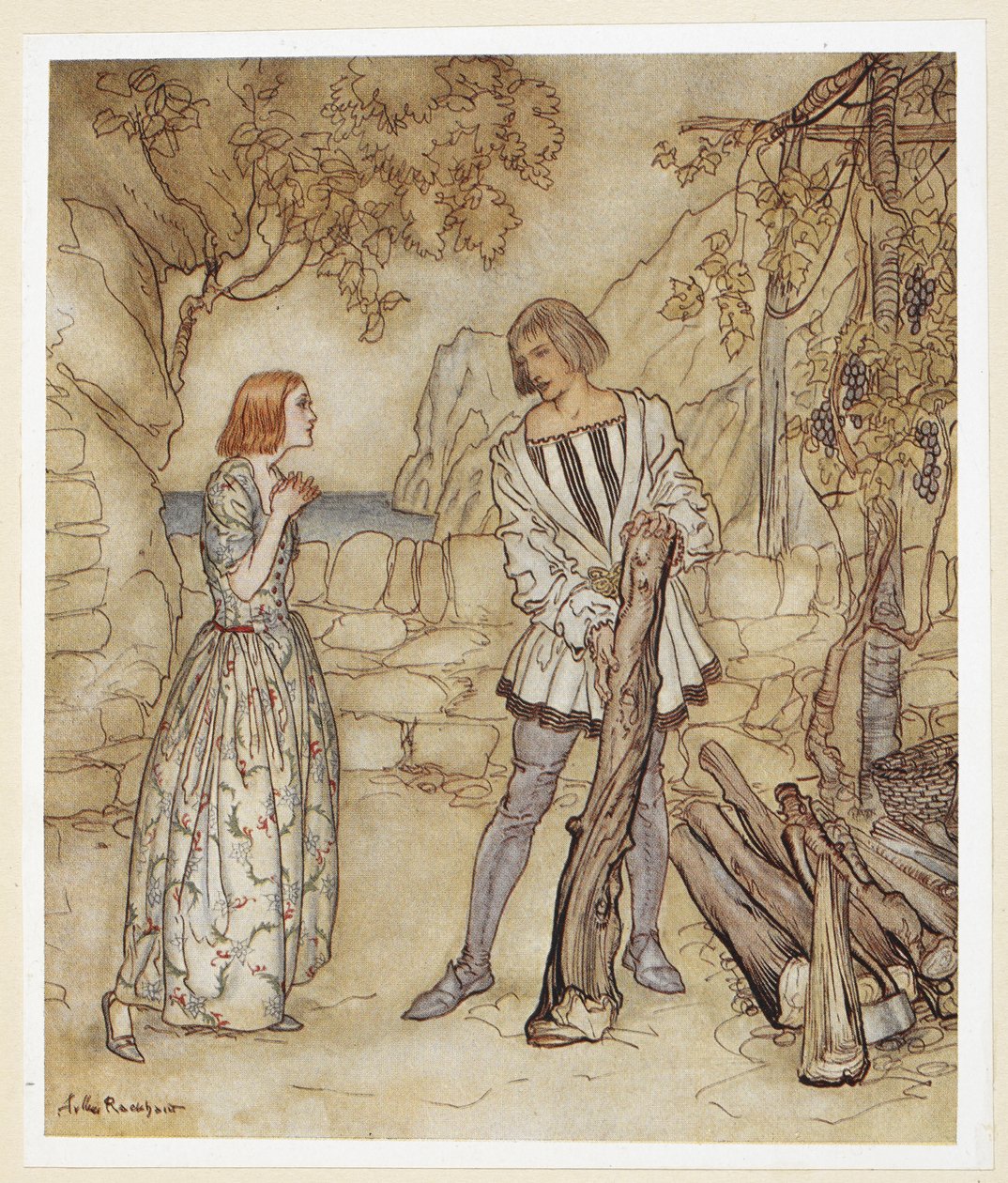 ATTO III: Scena I, linea 15 Alas, ora, vi prego, non lavorate così duramente da Arthur Rackham