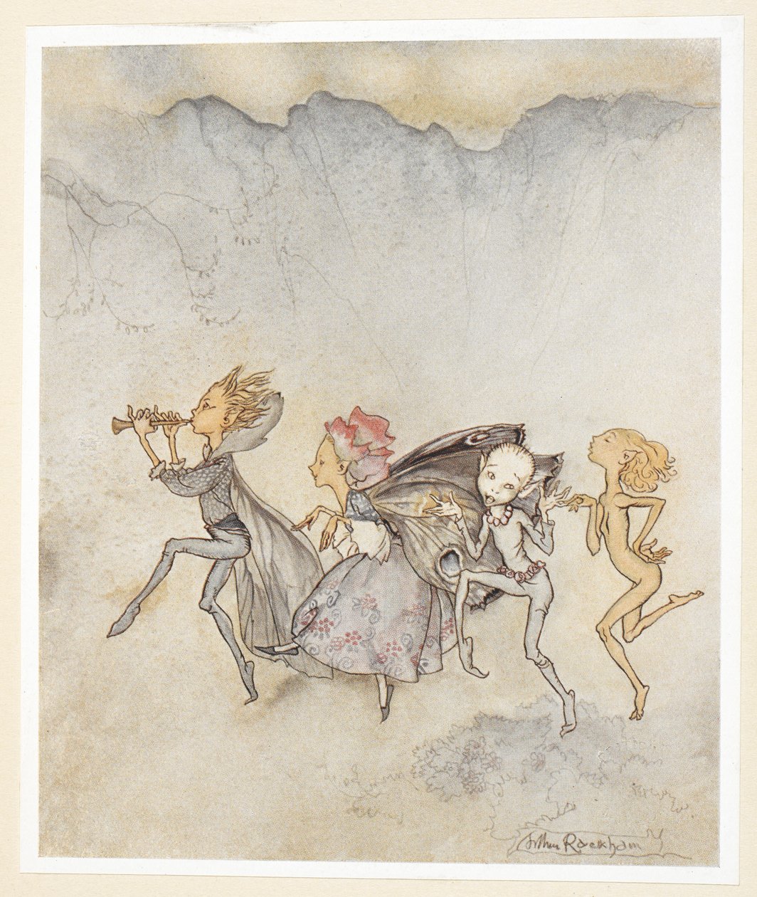 ATTO IV: Scena I, linea 46 Ognuno, saltellando sulla punta dei piedi, sarà qui con scopa e smorfia. Ninfe da Arthur Rackham