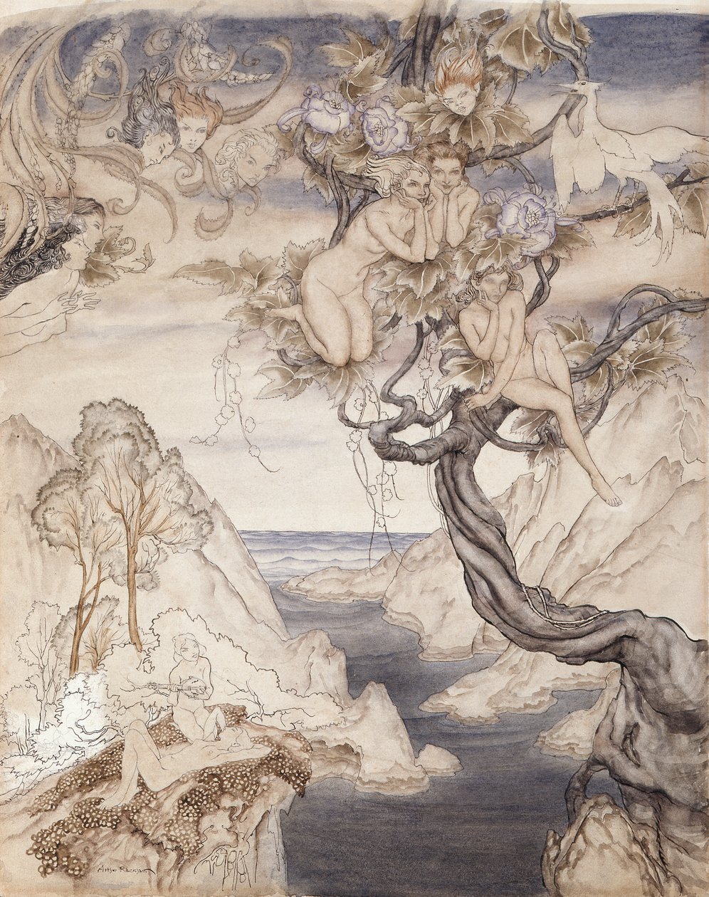 Una canzone delle fate, disegnata per Atto II, scena ii, da Sogno di una notte di mezza estate da Arthur Rackham