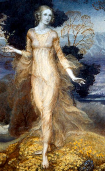 Una giovane donna in un giardino, c.1920 da Arthur Rackham